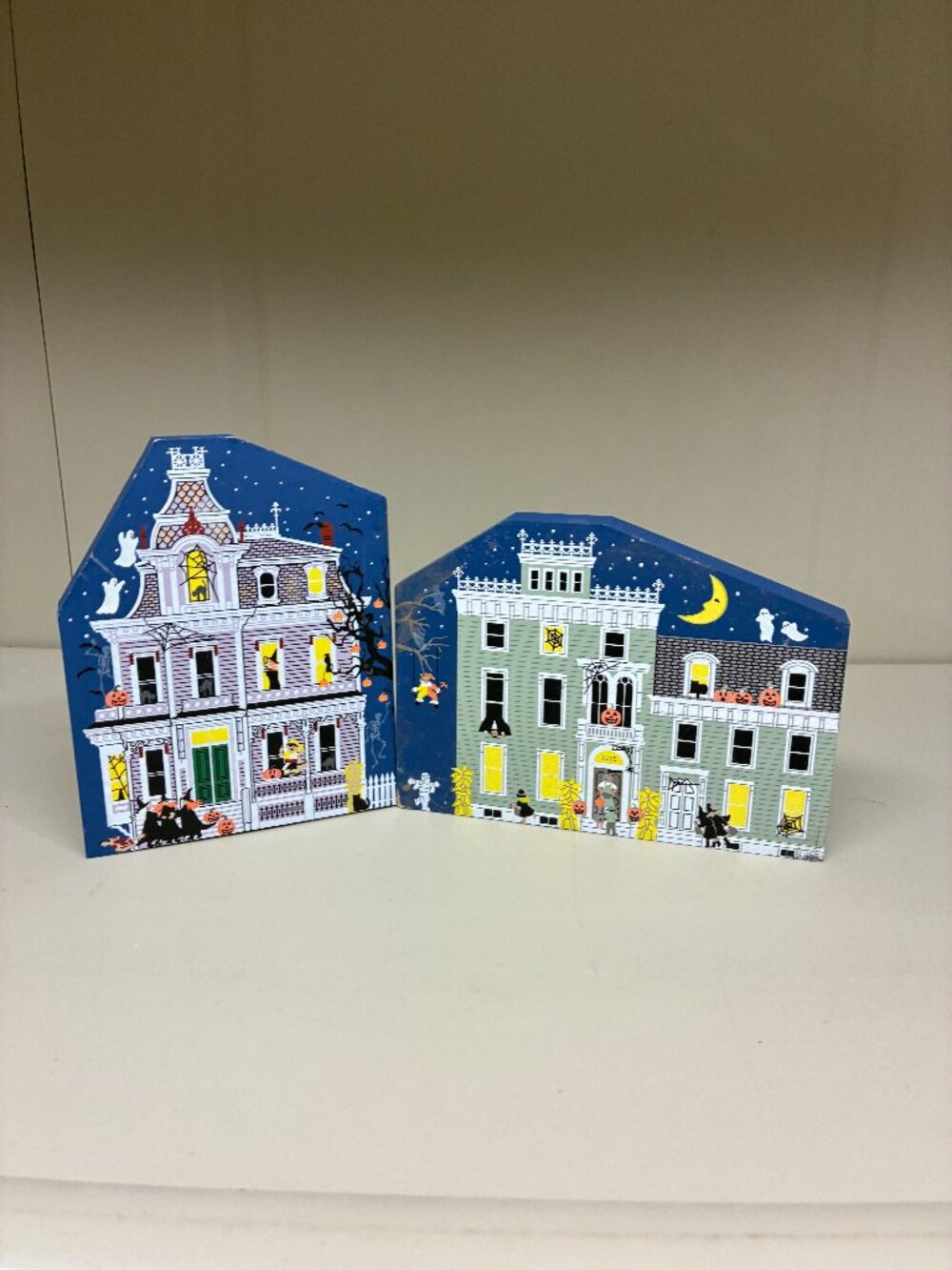 Vintage Cat's Meow Halloween Wooden Houses Eerie Estate Black Cat Alley Bundle